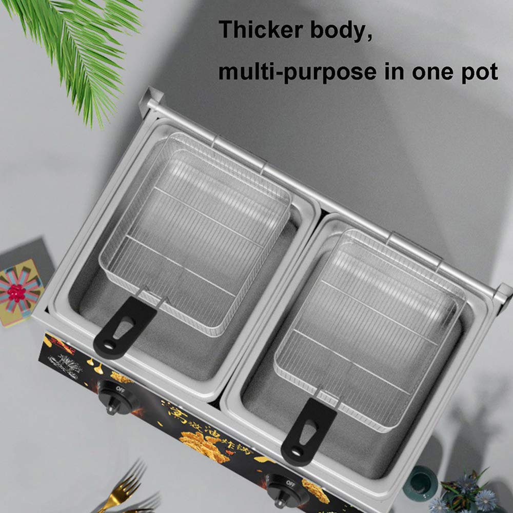 Amazon.co.jp: 22L業務用ガスフライヤー, ステンレス2槽卓上フライヤー